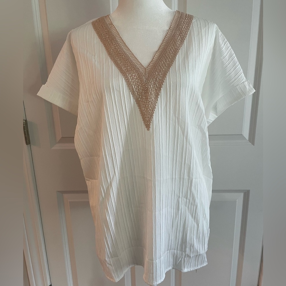Cupshe White and Tan Women's Top S NWT